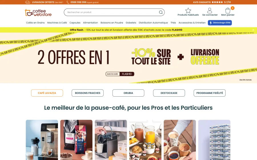 Capture du site Coffee Webstore en version bureau