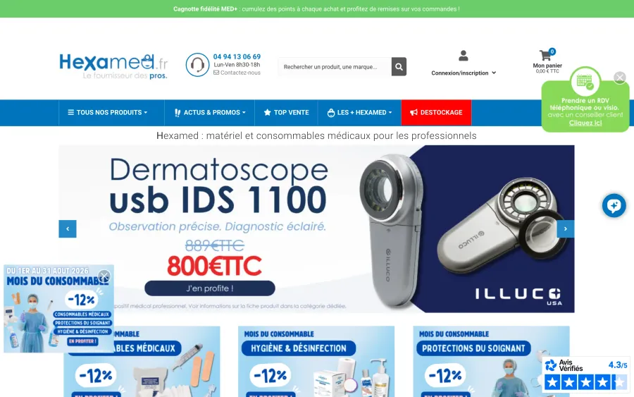 Capture du site Hexamed en version bureau