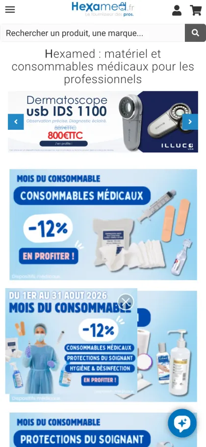 Capture du site Hexamed en version mobile