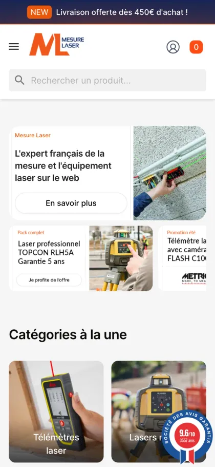 Capture du site Mesure Laser en version mobile