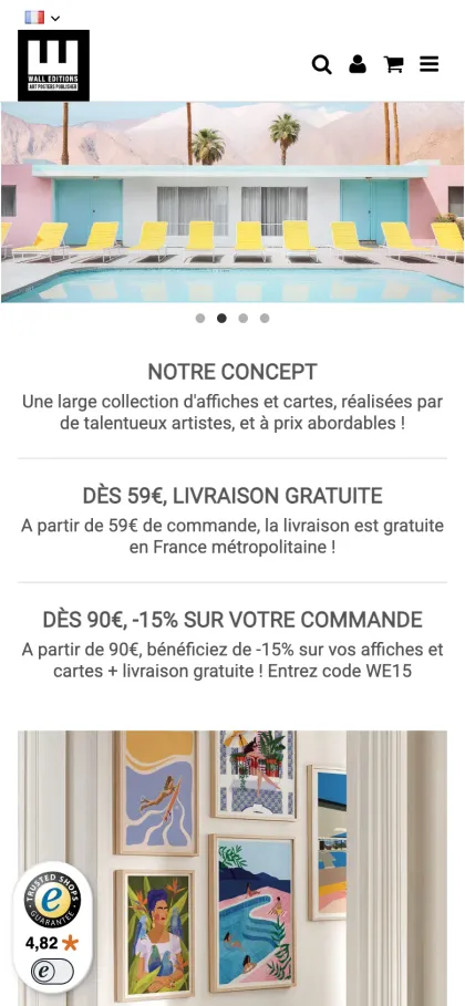 Capture du site Wall Editions en version mobile